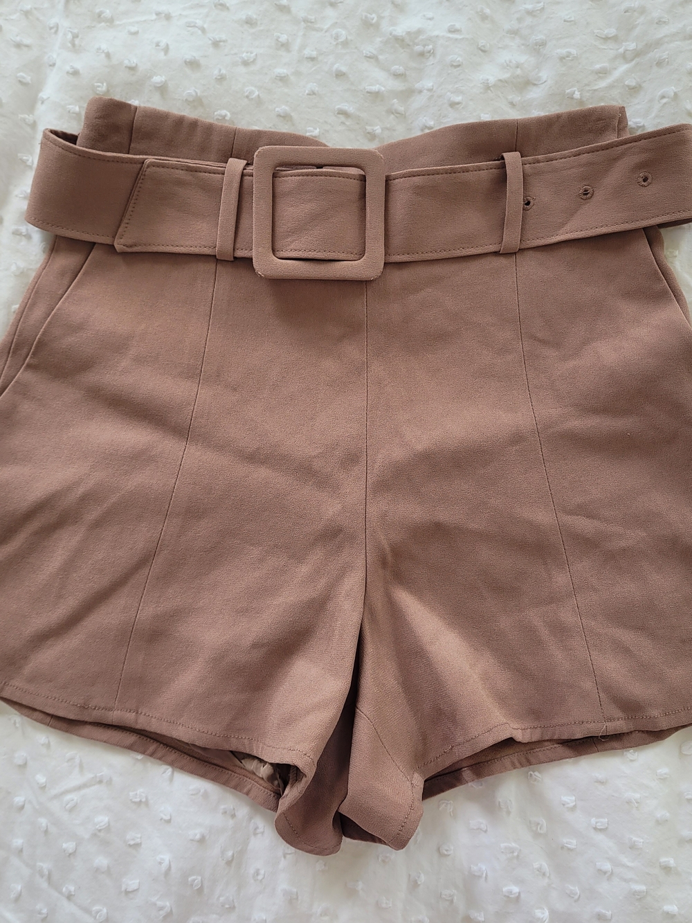 Babaton High-Waist Belted Shorts in Brown